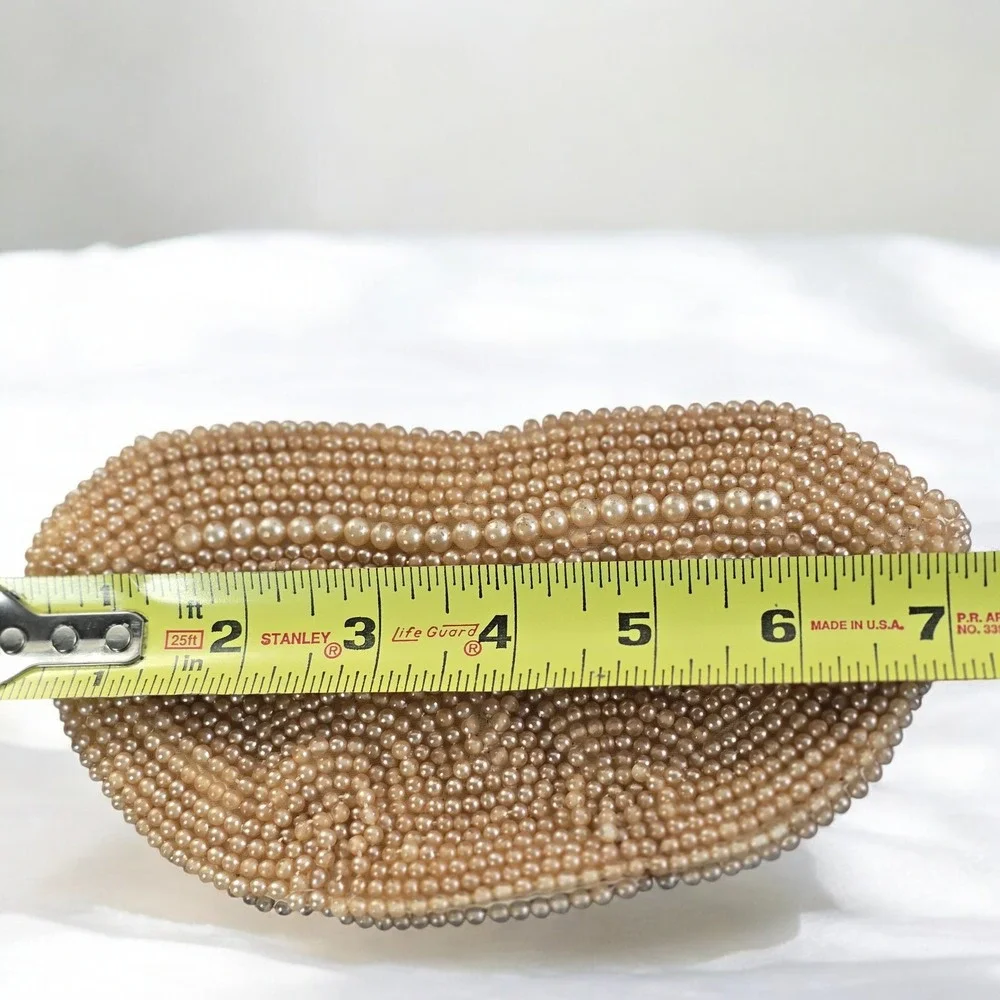 Vintage Gold Beaded Coin Purse Pouch Small Clutch Evening‎ Bag Made in Japan